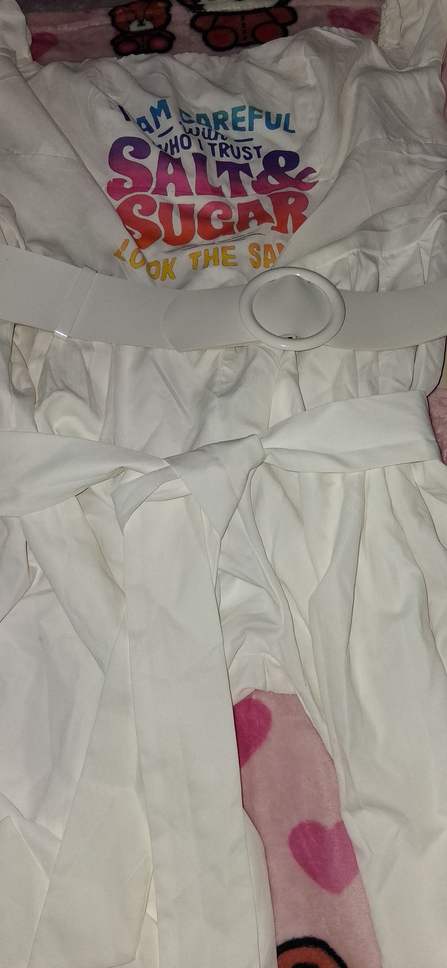 Custom Ruffle Arm Off-the-Shoulder Off-White Jumpsuit