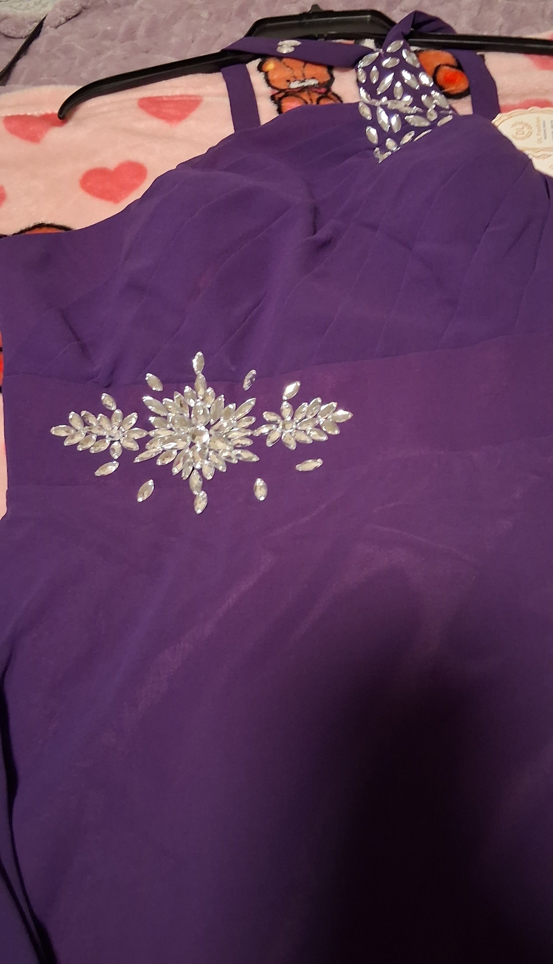 Custom Purple Rhinestone Wedding Dress
