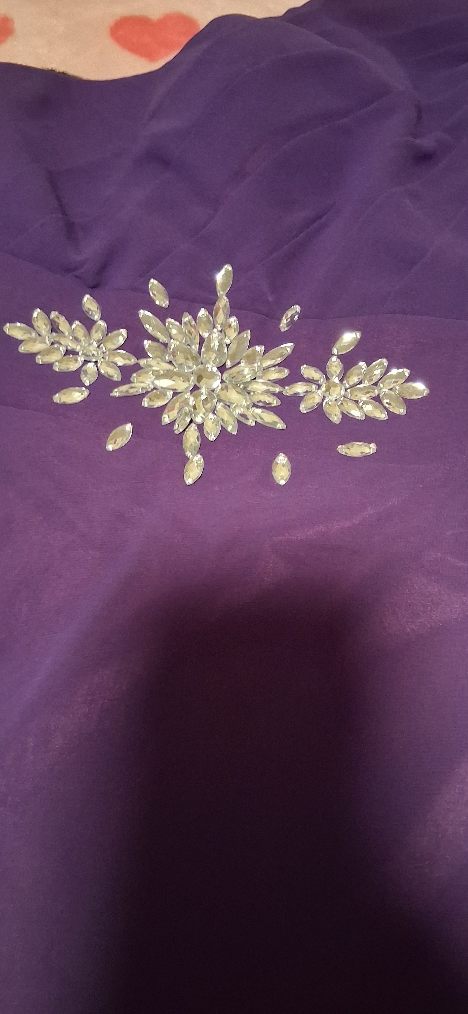 Custom Purple Rhinestone Wedding Dress
