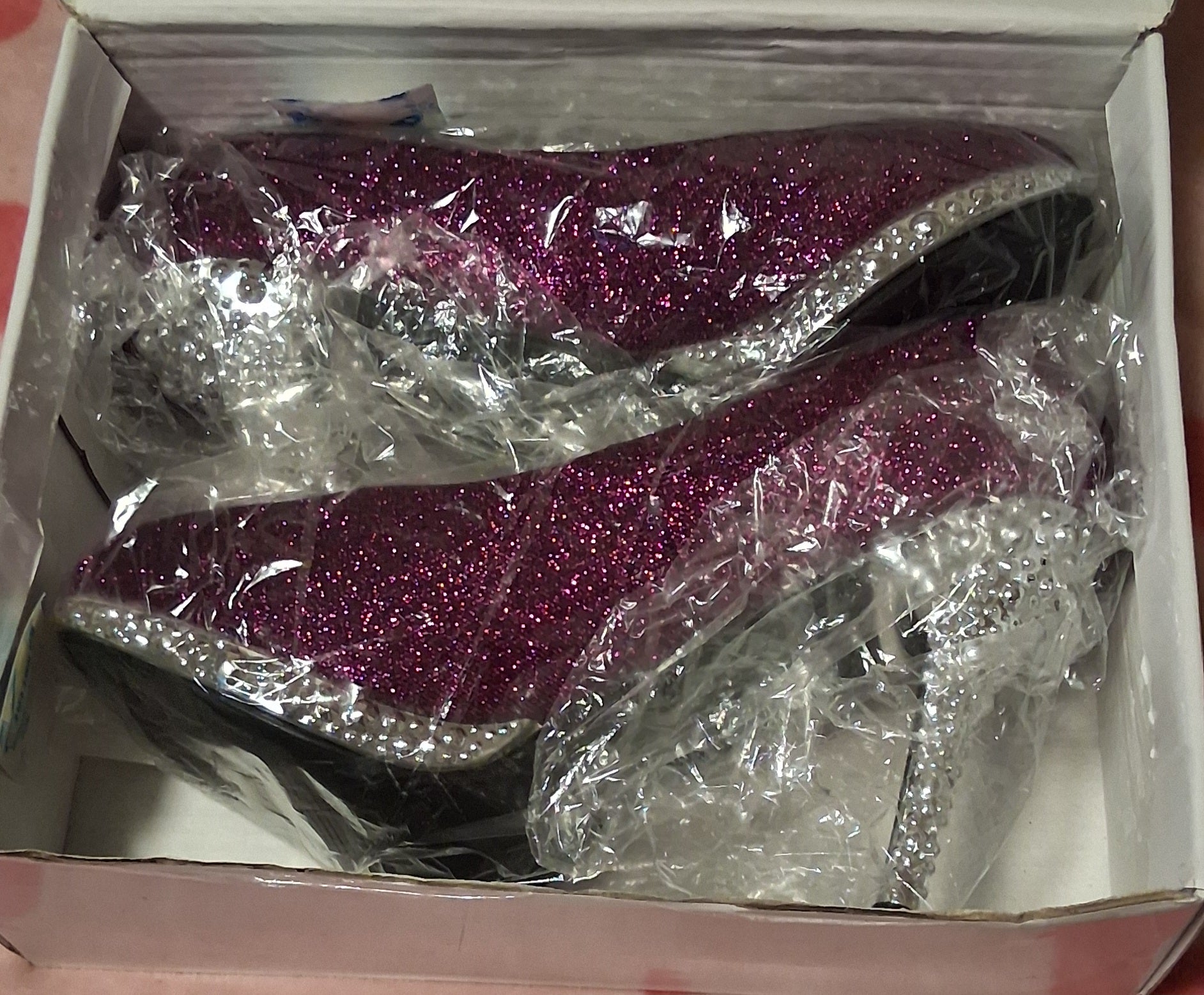 Custom purple rhinestone wedding shoes