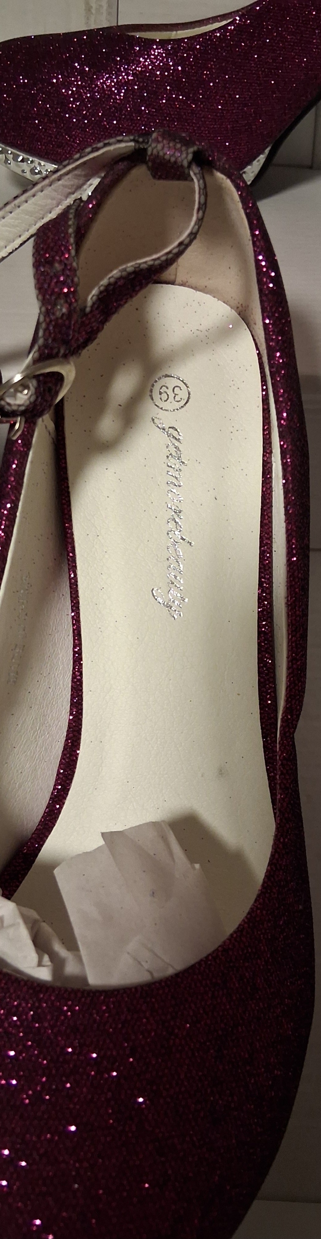 Custom purple rhinestone wedding shoes