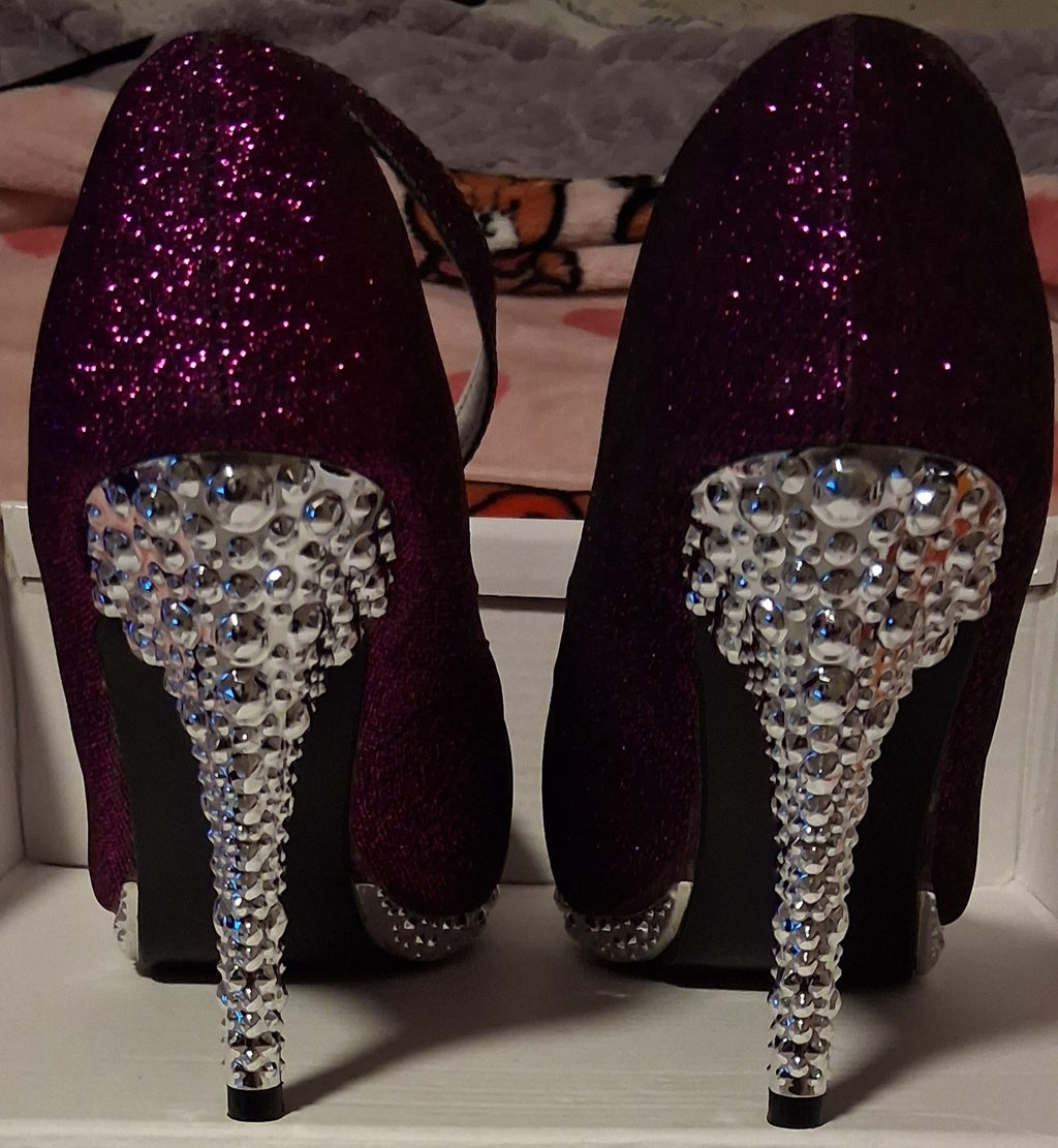 Custom purple rhinestone wedding shoes