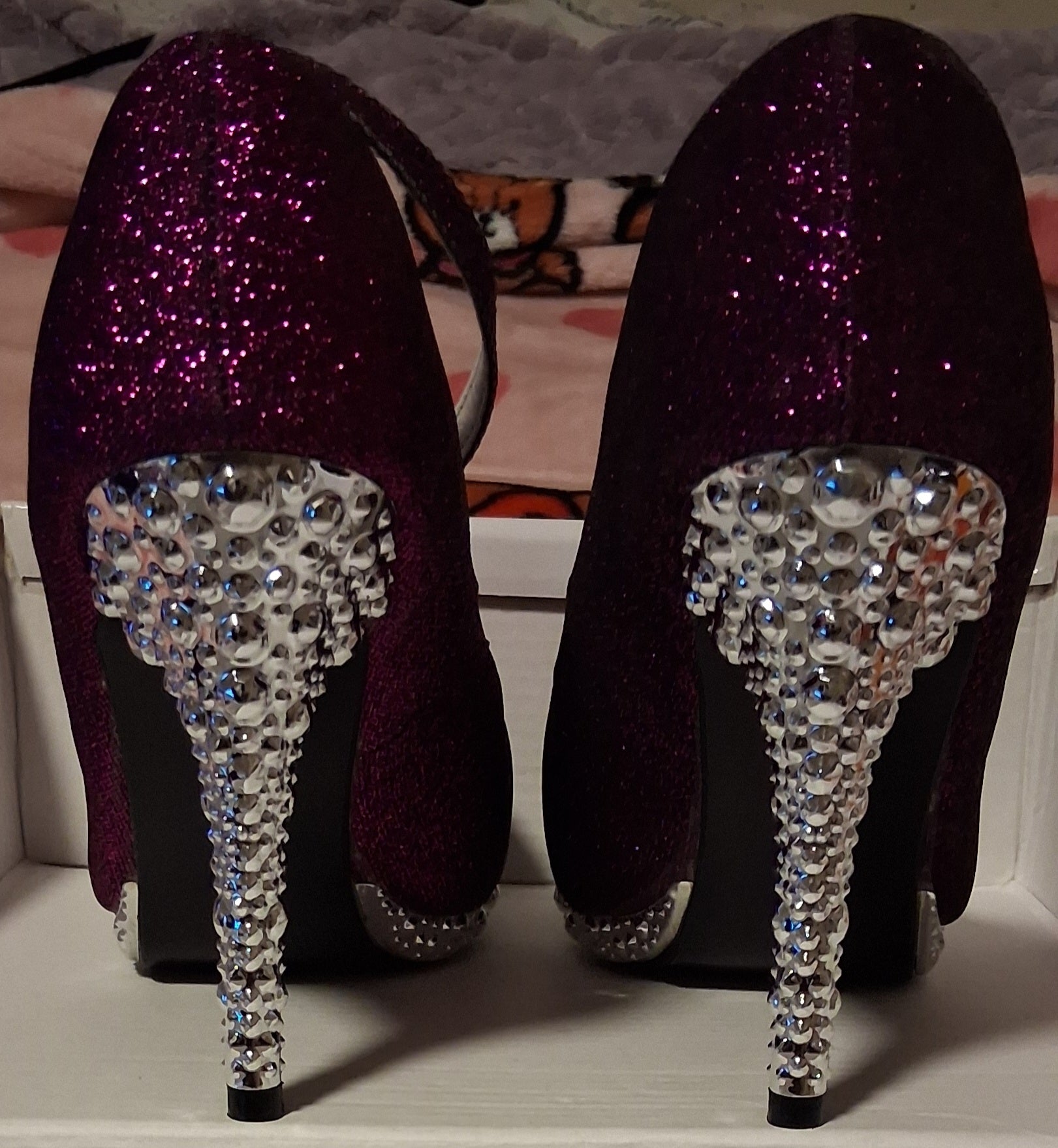 Custom purple rhinestone wedding shoes