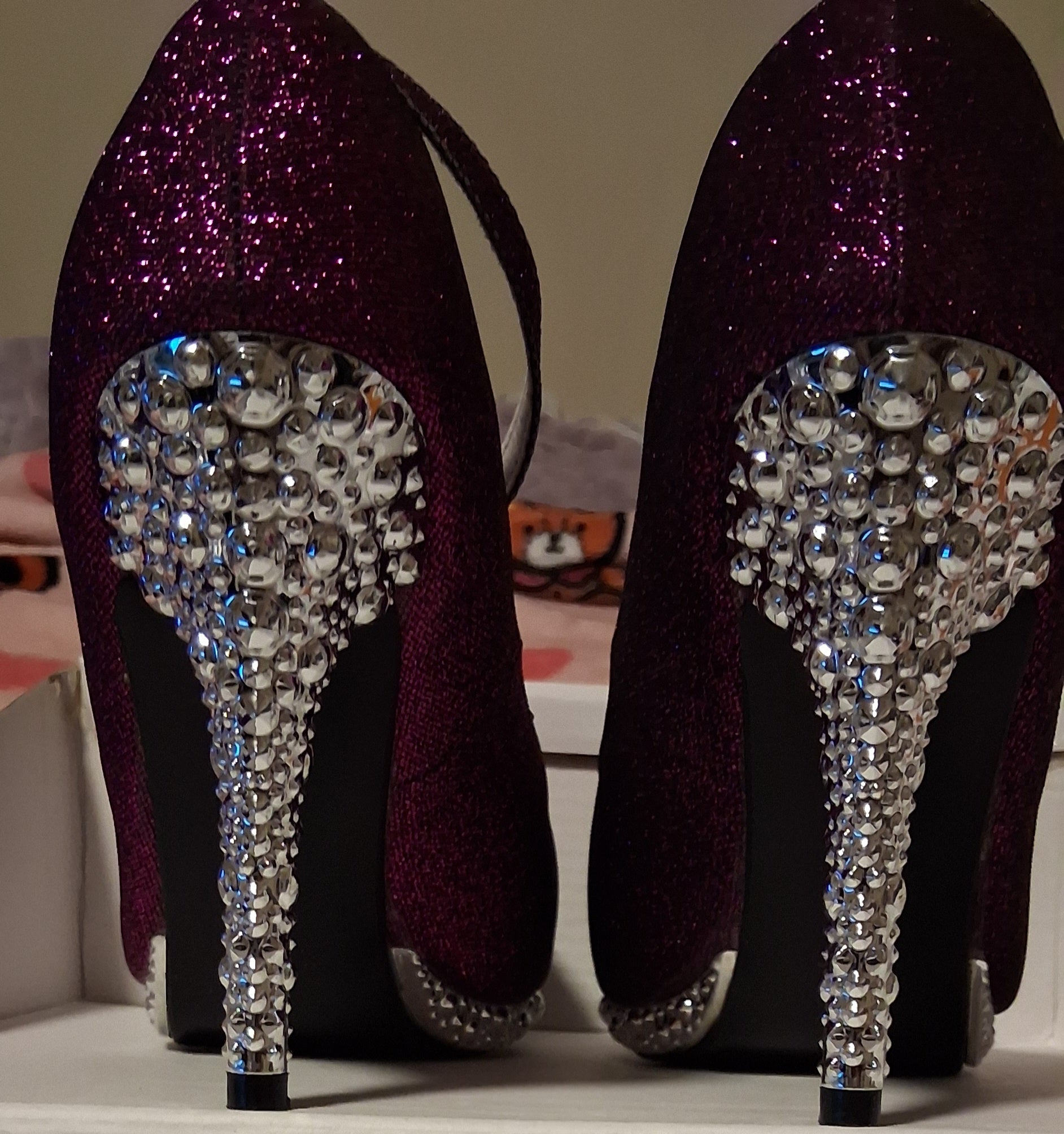 Custom purple rhinestone wedding shoes