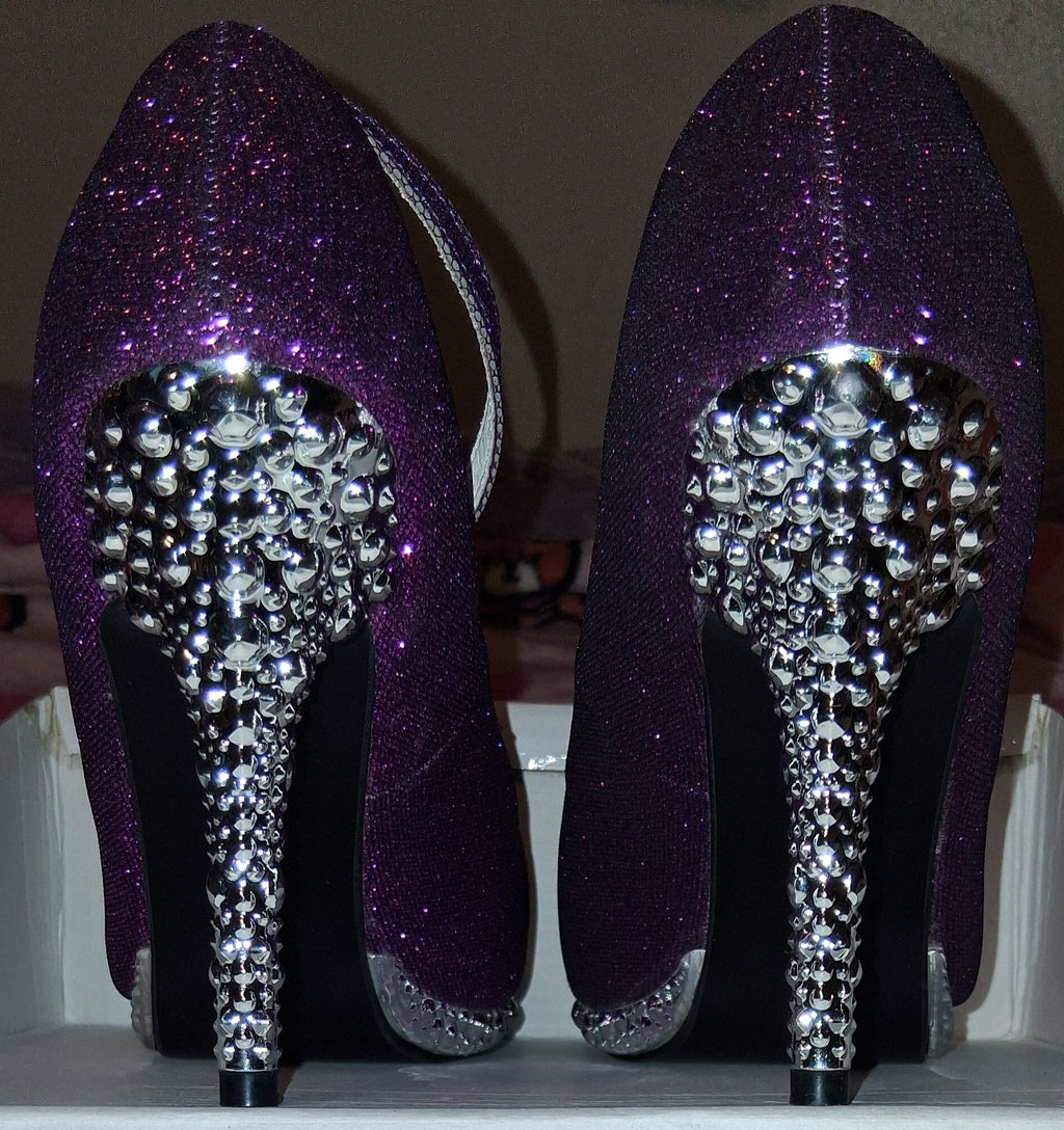 Custom purple rhinestone wedding shoes