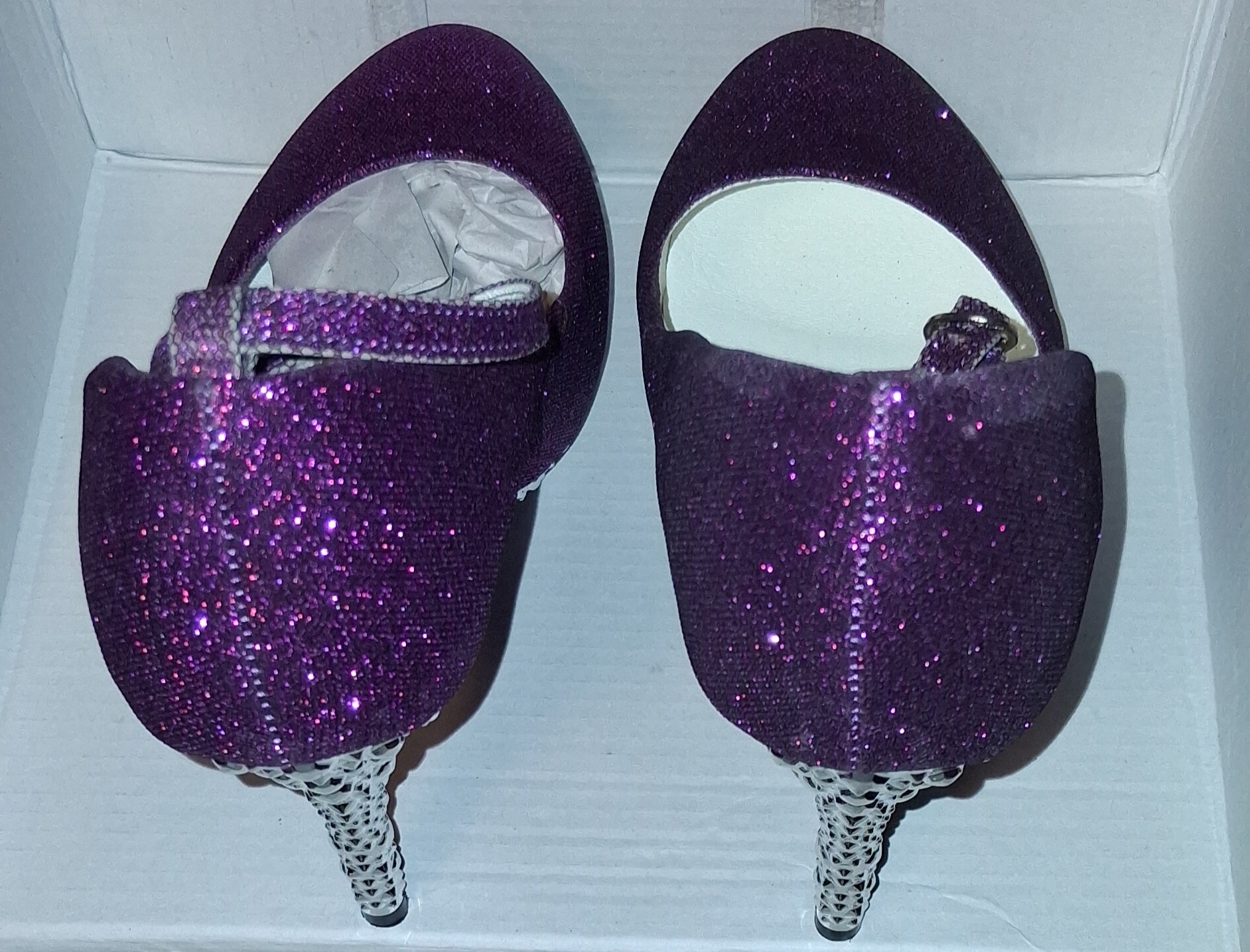 Custom purple rhinestone wedding shoes