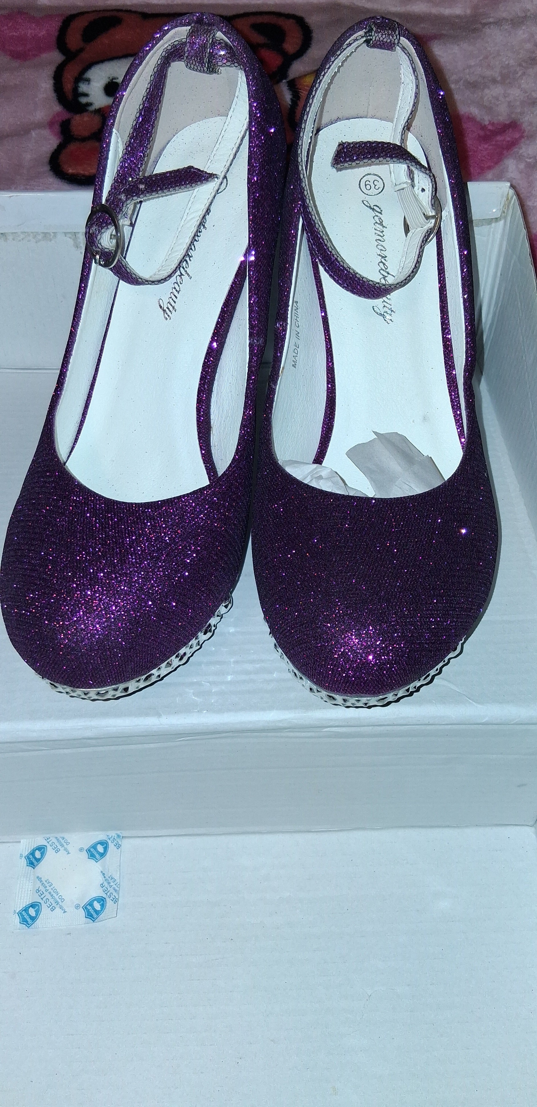Custom purple rhinestone wedding shoes