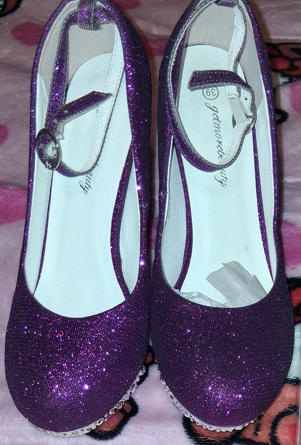 Custom purple rhinestone wedding shoes