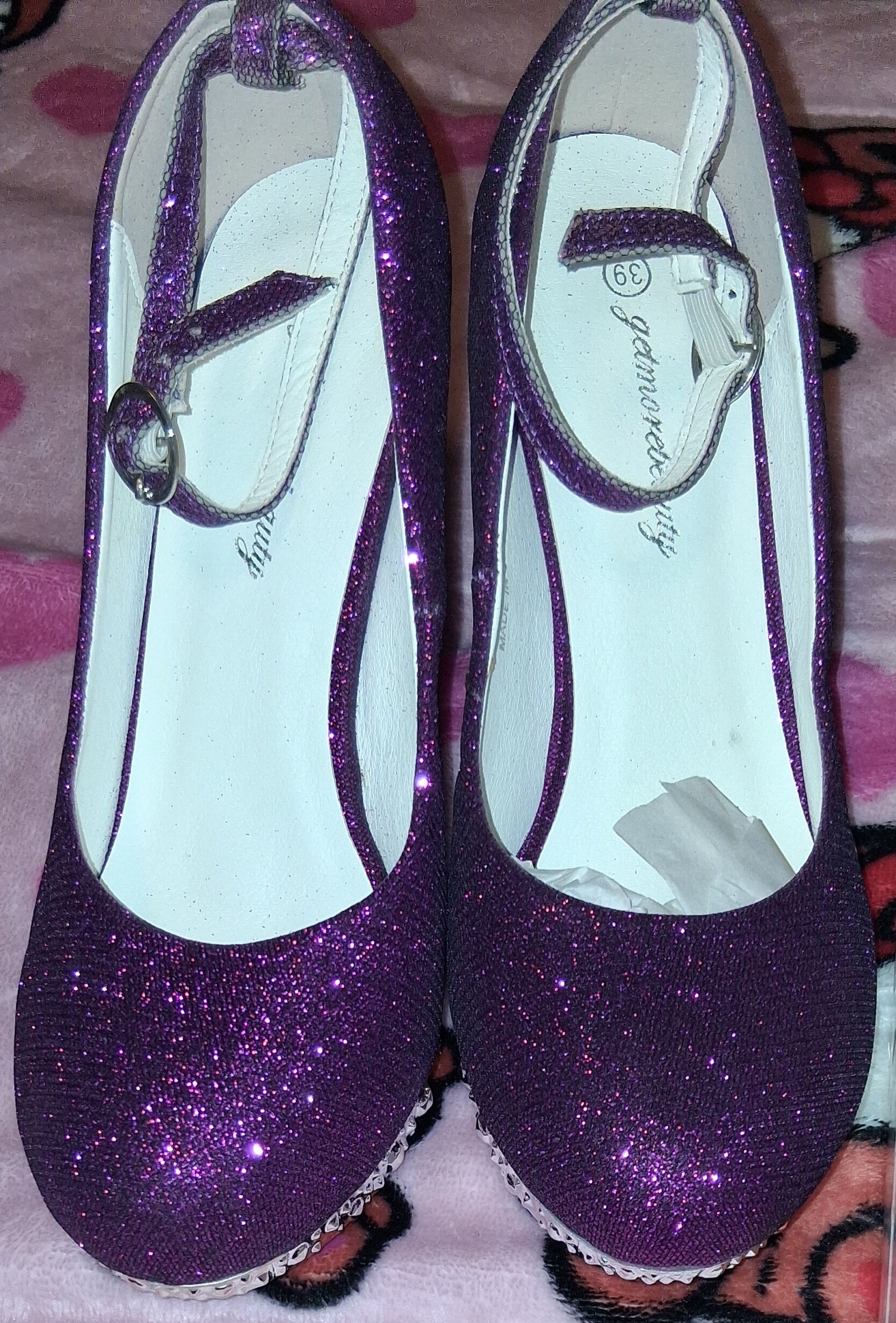 Custom purple rhinestone wedding shoes