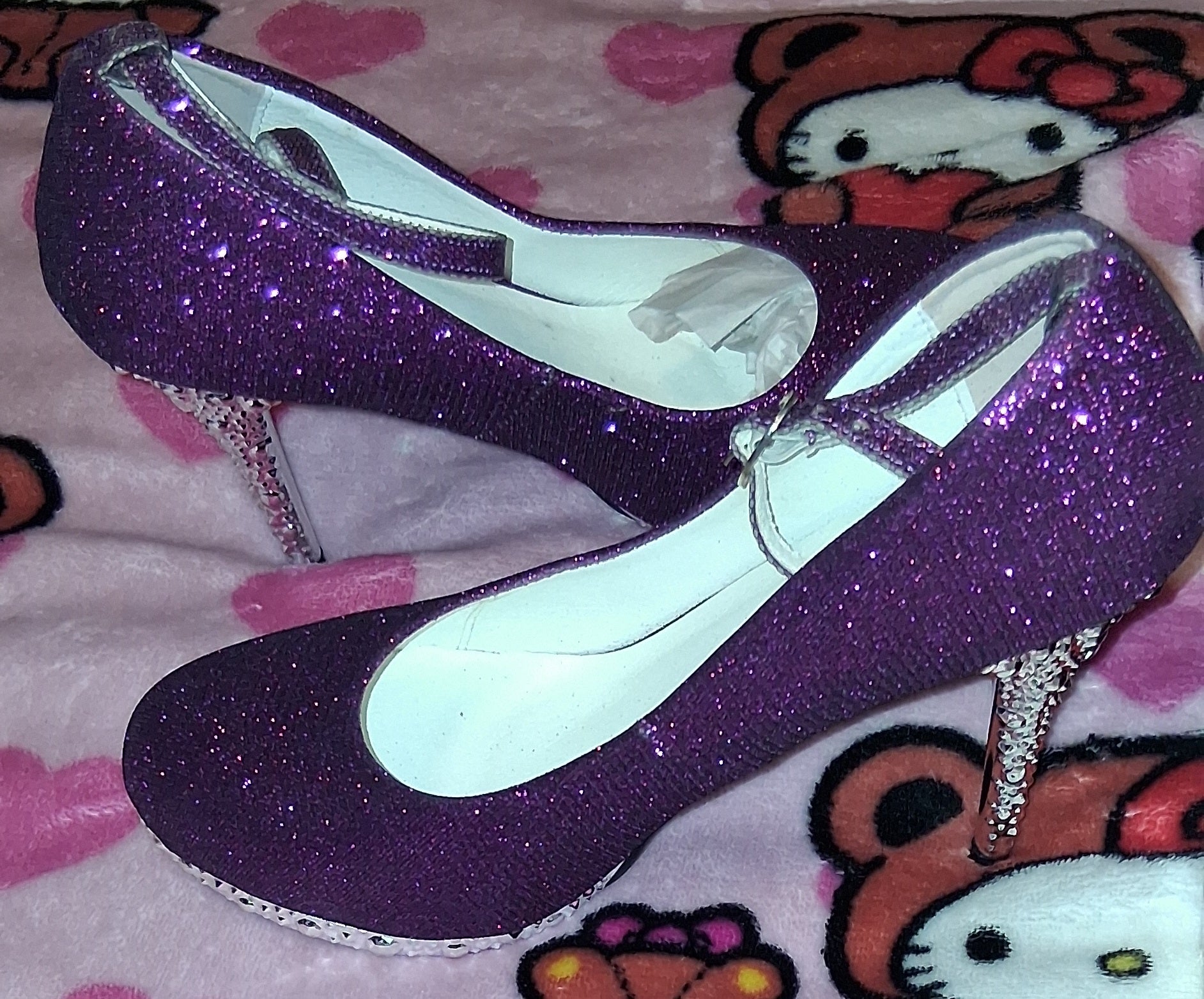 Custom purple rhinestone wedding shoes