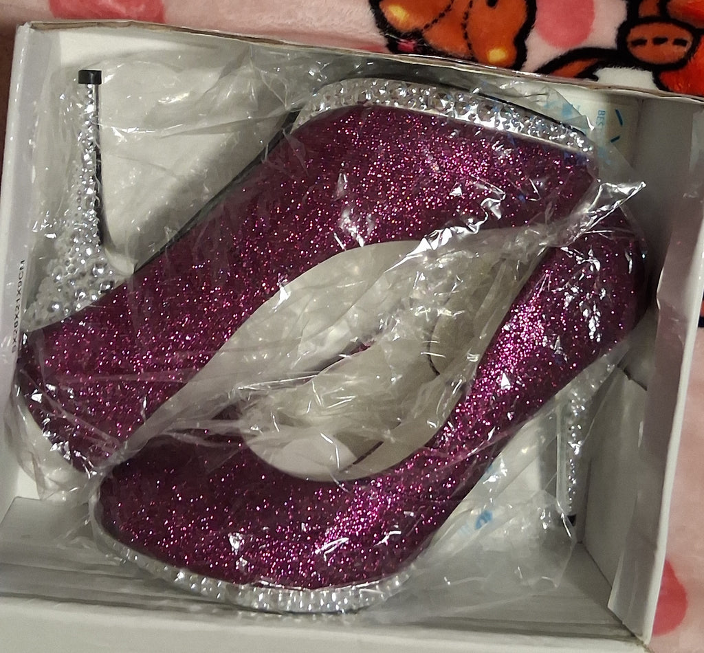 Custom purple rhinestone wedding shoes