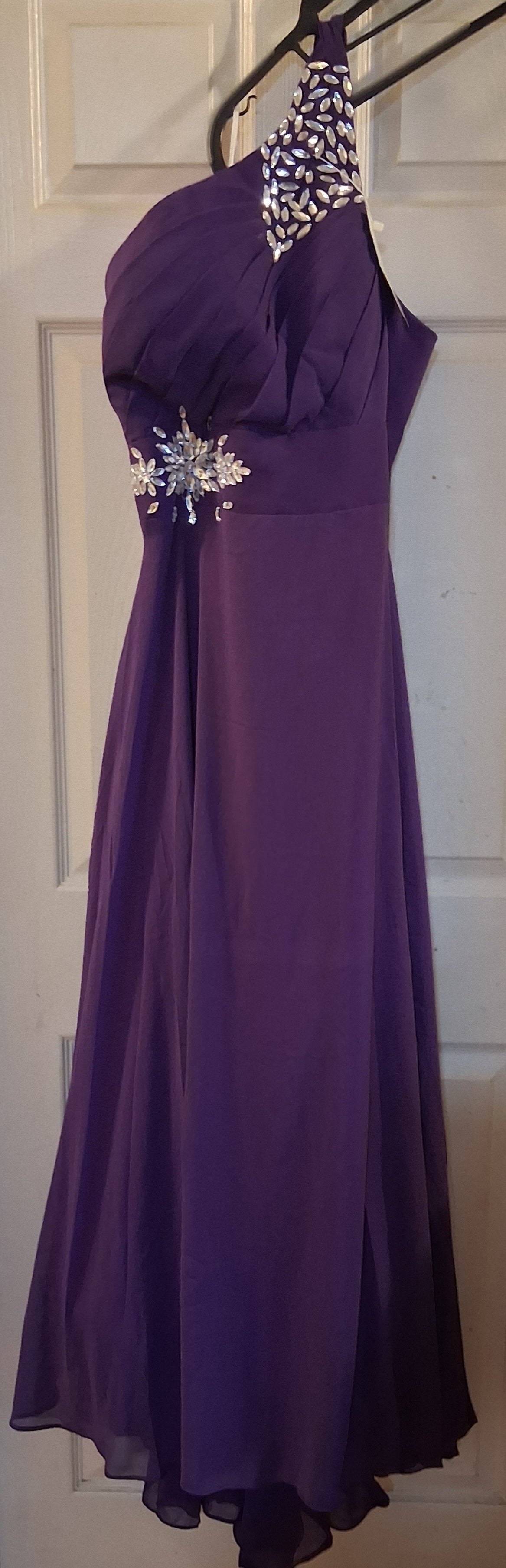 Custom Purple Rhinestone Wedding Dress