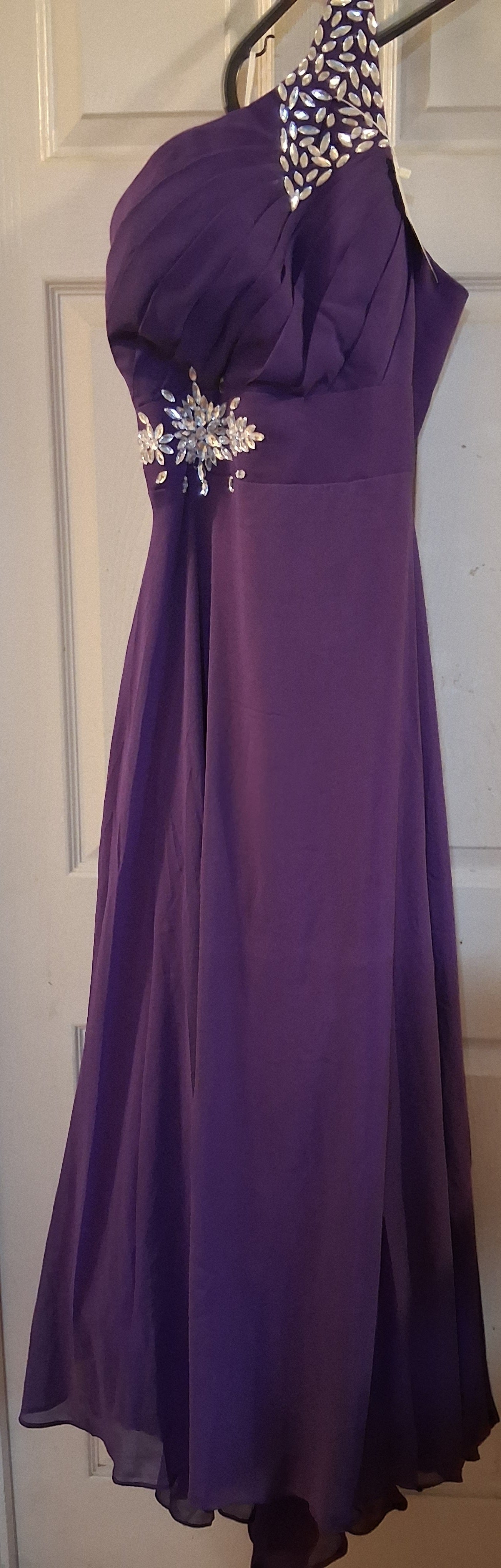 Custom Purple Rhinestone Wedding Dress