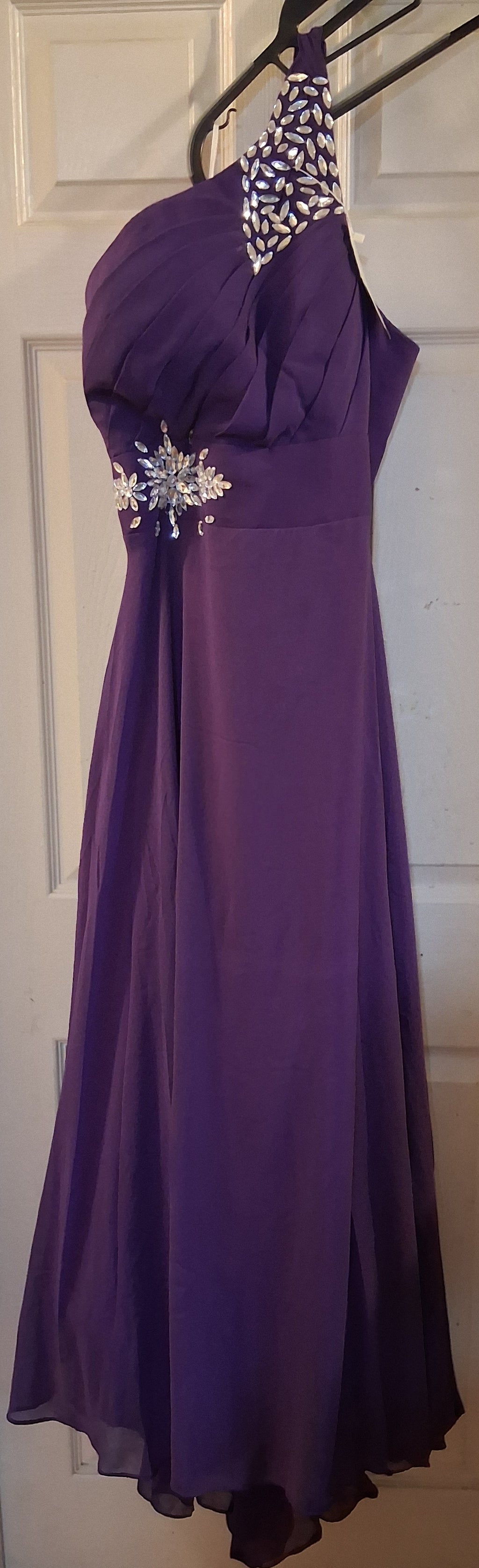 Custom Purple Rhinestone Wedding Dress