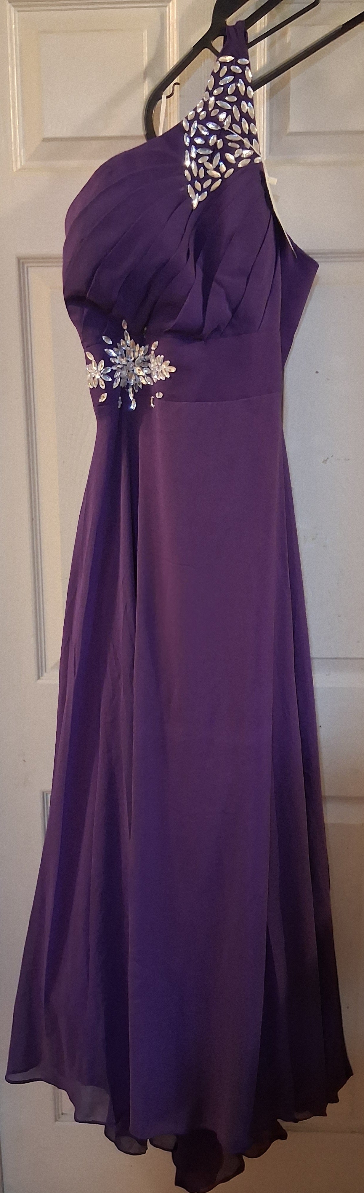Custom Purple Rhinestone Wedding Dress