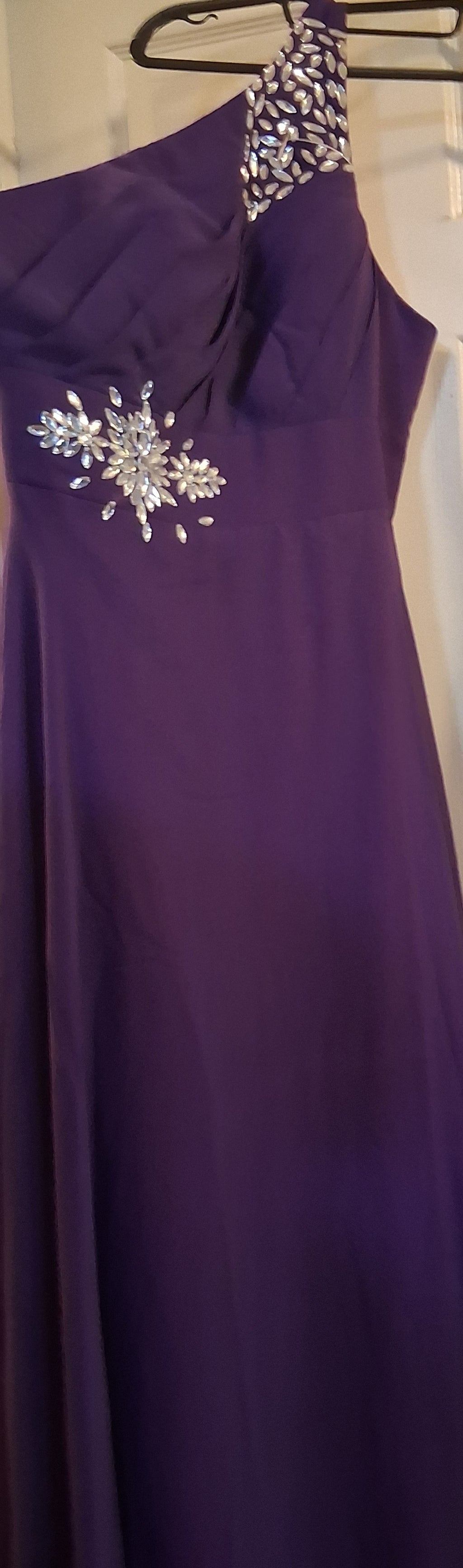 Custom Purple Rhinestone Wedding Dress